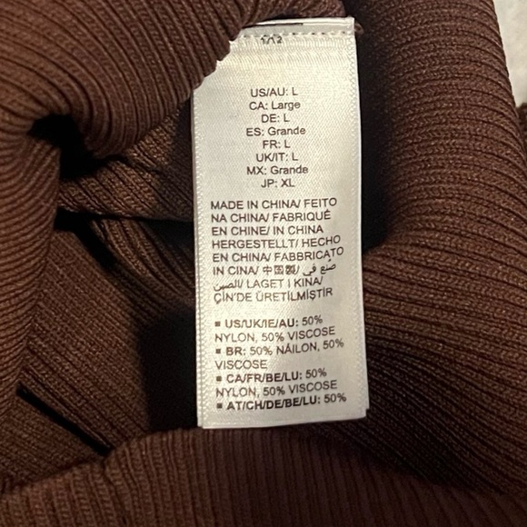 NWT The Drop Yasmine Side Slit Ribbed Scoop Neck Solid Brown Midi Dress Pullover - Picture 9 of 9